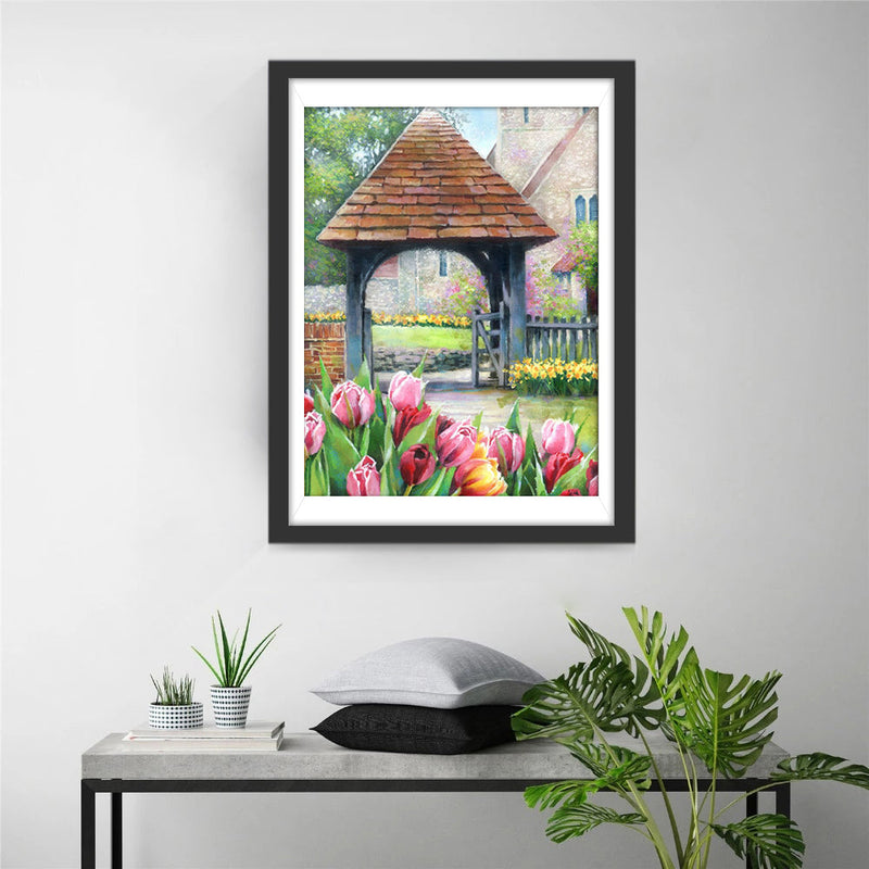 Tulpen Garten Tor Diamond Painting