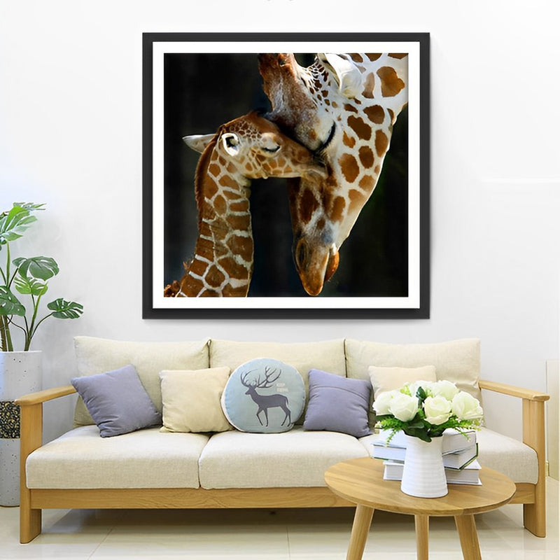 Giraffen und Mutterliebe Diamond Painting