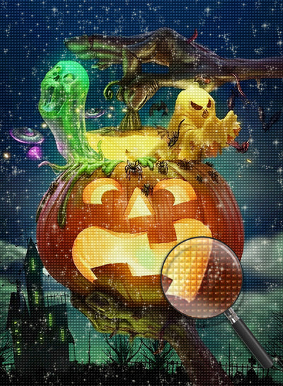 Halloween Geist Kürbis Diamond Painting