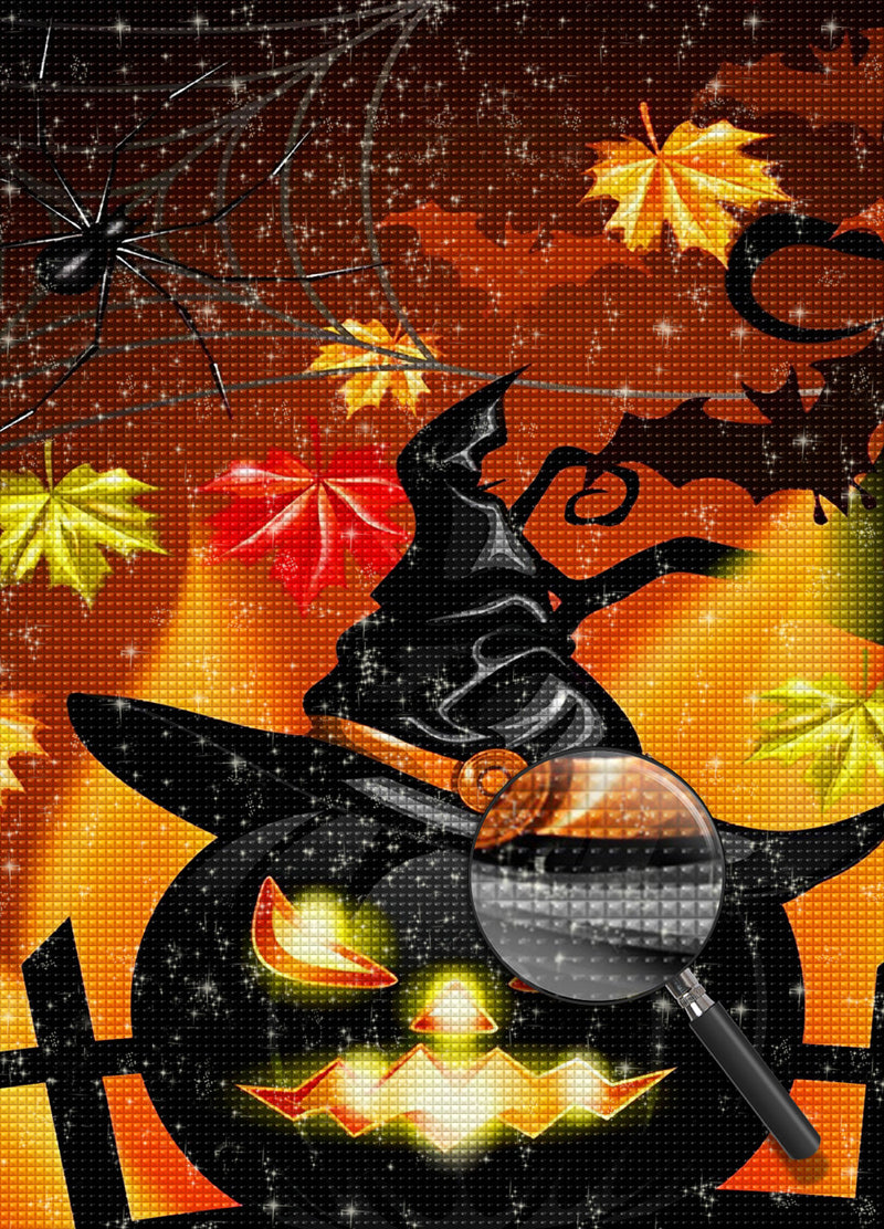 Schwarze Kürbislaterne an Halloween Diamond Painting