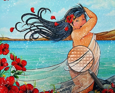 Sexy dicke Dame am Strand Diamond Painting