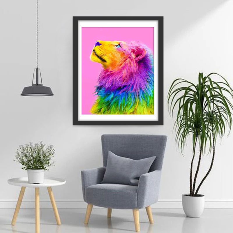 Regenbogen-Löwe Diamond Painting