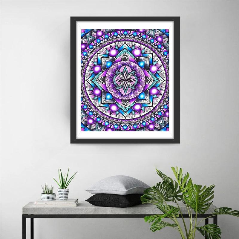 Mandala mit blau-lila Mustern Diamond Painting