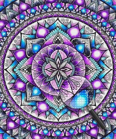 Mandala mit blau-lila Mustern Diamond Painting