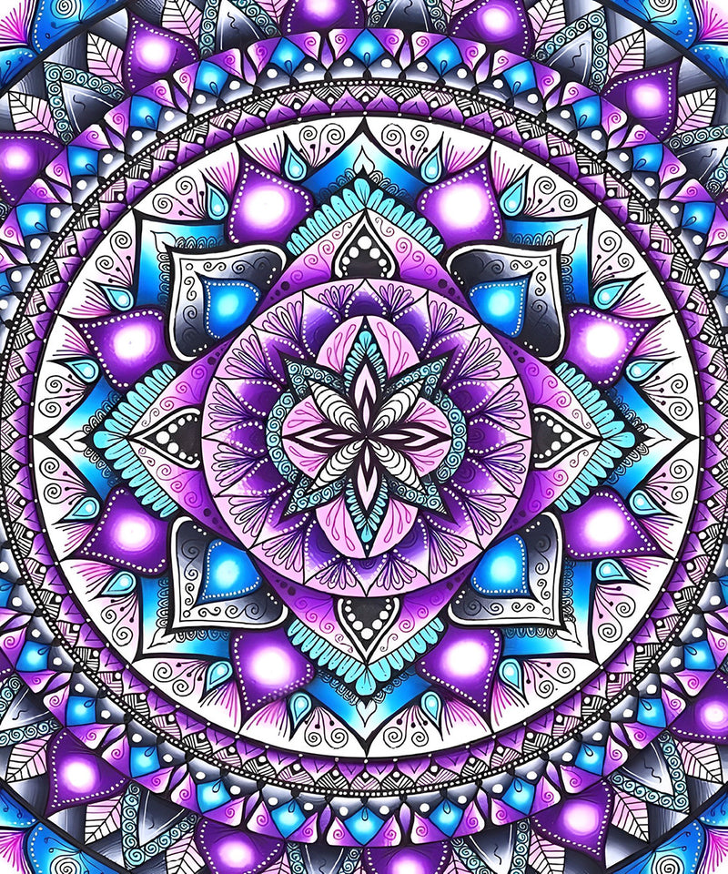 Mandala mit blau-lila Mustern Diamond Painting