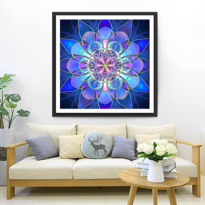 Blau-lila Lotus-Mandala Diamond Painting