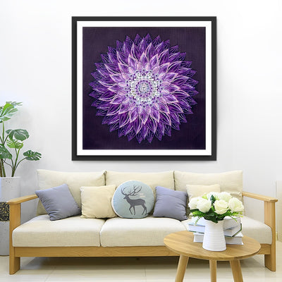 Lila Lotusblume Mandala Diamond Painting