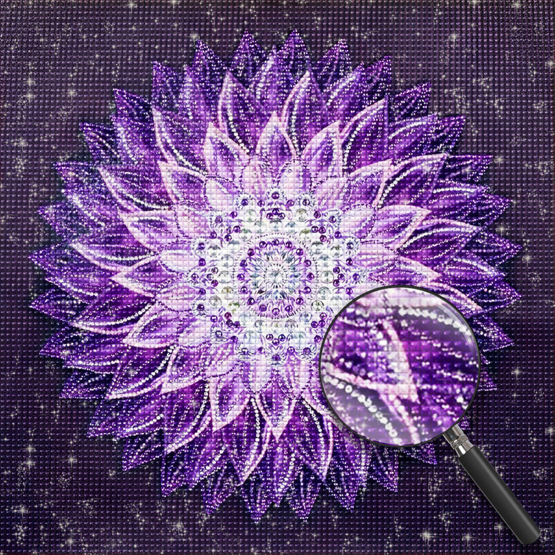 Lila Lotusblume Mandala Diamond Painting