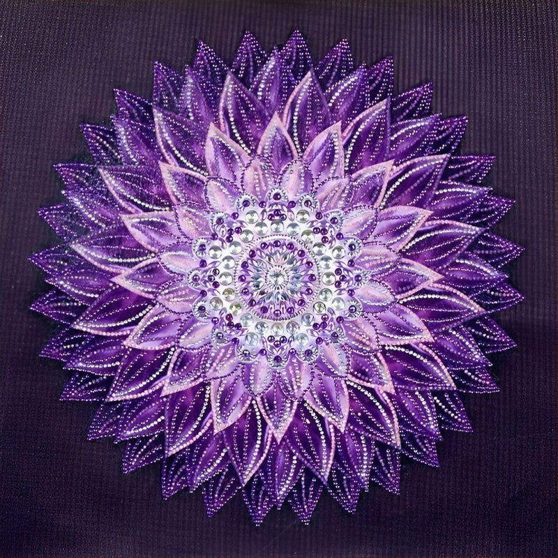 Lila Lotusblume Mandala Diamond Painting