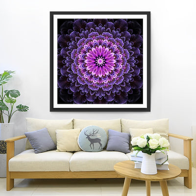 Lila Chrysanthemen Mandala Diamond Painting