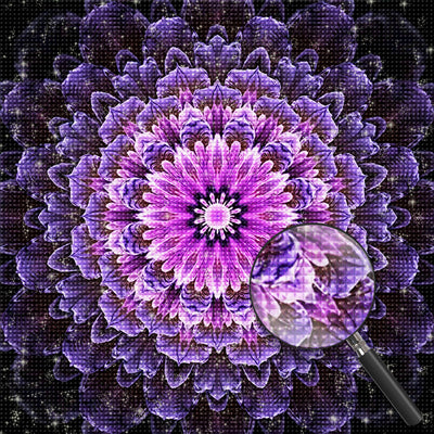 Lila Chrysanthemen Mandala Diamond Painting