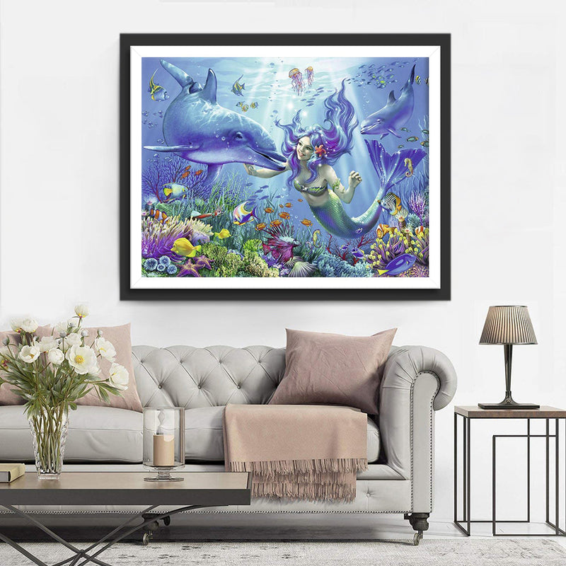 Meerjungfrau und Delfin Diamond Painting