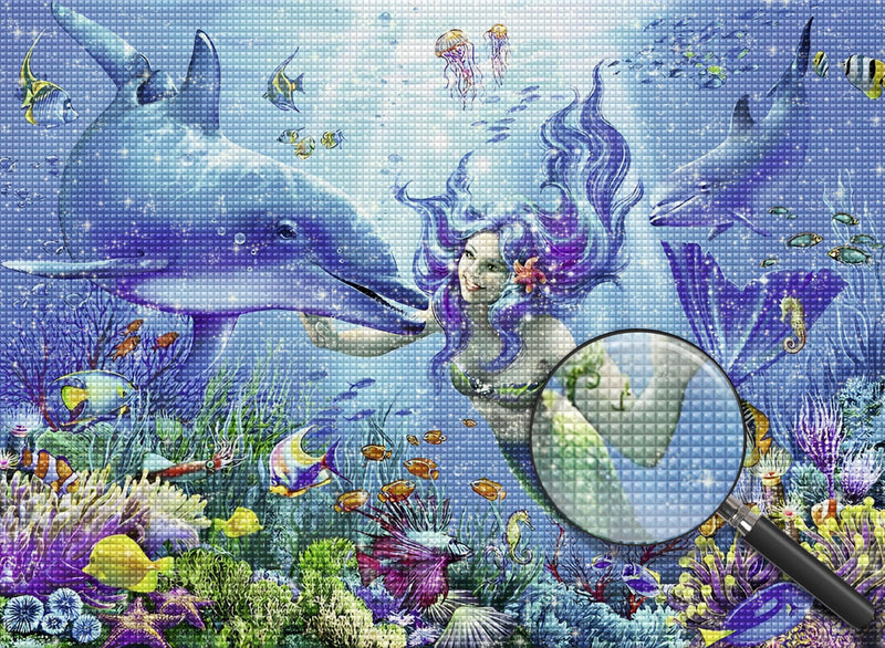 Meerjungfrau und Delfin Diamond Painting