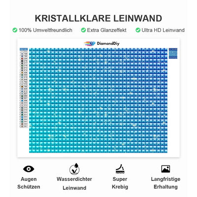 Blaues Meer und Kokospalmen Diamond Painting