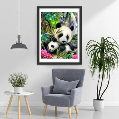 Pandas am Wasserfall Diamond Painting