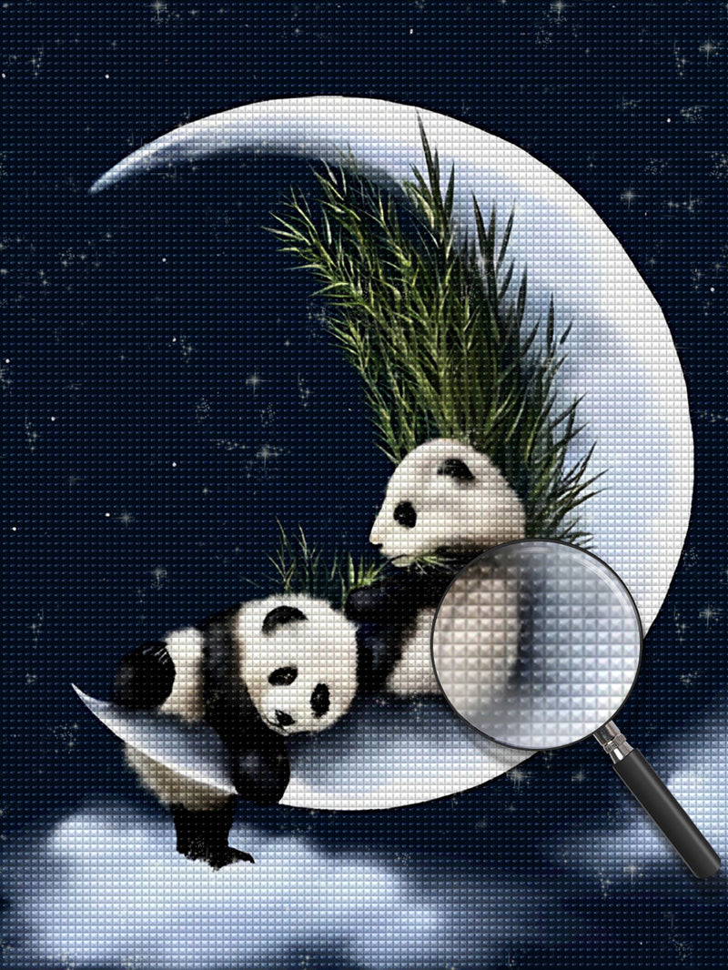 Pandas auf dem Mond Diamond Painting