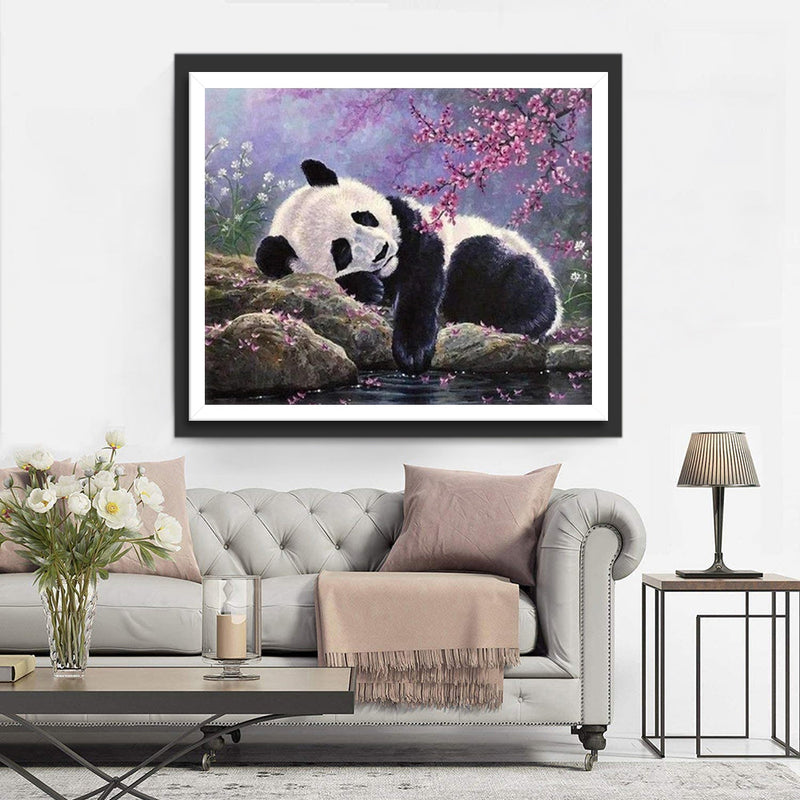 Panda auf Felsen Diamond Painting