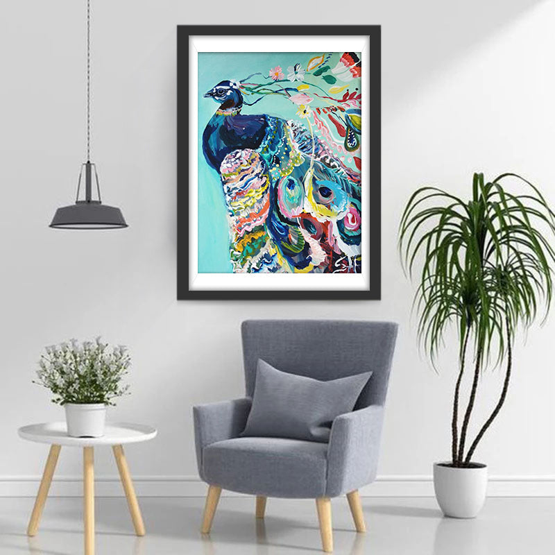 Farbiger Pfau Diamond Painting