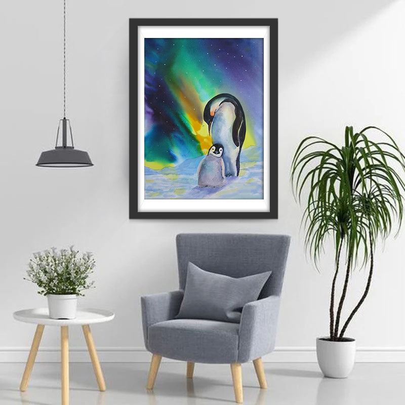 Pinguine Polarlicht Diamond Painting