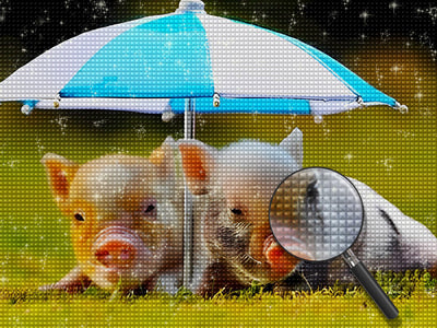 Schweine unter dem Schirm Diamond Painting