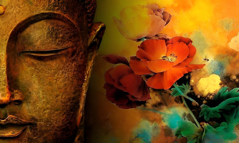 Buddha und roter Mohn Diamond Painting