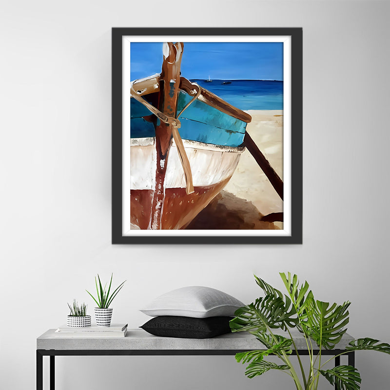 Schiff am Strand Diamond Painting