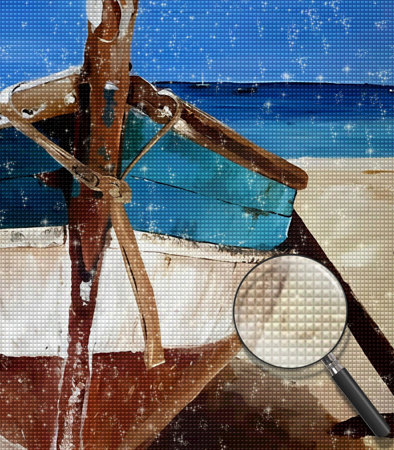 Schiff am Strand Diamond Painting