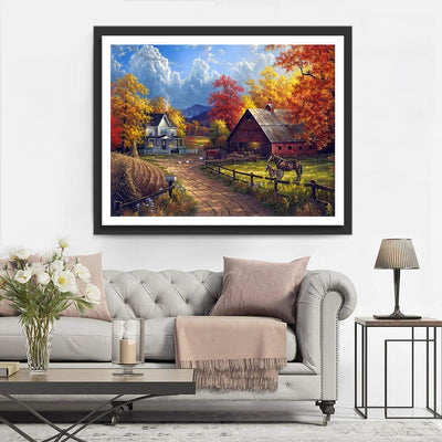 Villa und Bauernhaus im Herbst Diamond Painting