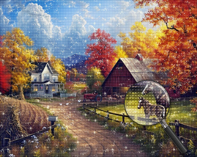 Villa und Bauernhaus im Herbst Diamond Painting