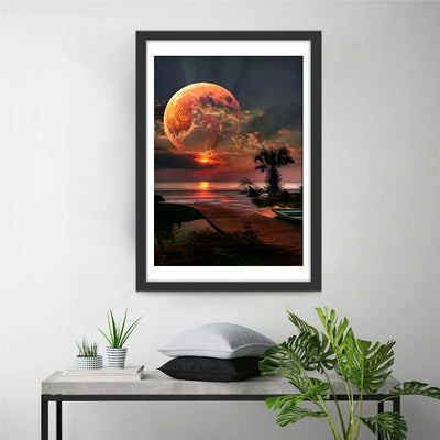 Vollmond Abendrot Diamond Painting