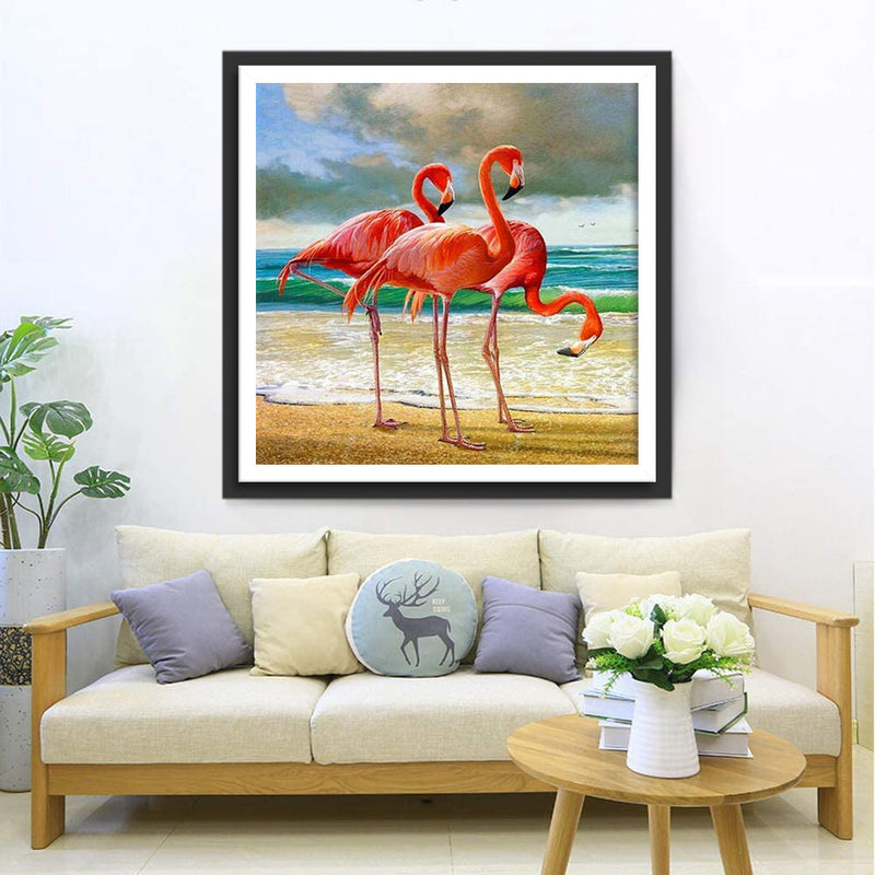 Drei Flamingos am Meer Diamond Painting