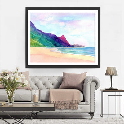 Meer und bunte Berge Diamond Painting