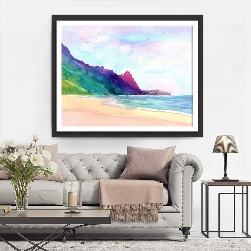 Meer und bunte Berge Diamond Painting