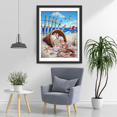 Seesterne und Muscheln am Strand Diamond Painting