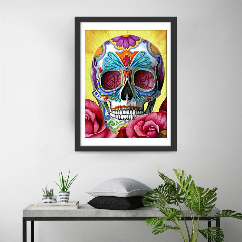 Totenkopf und Rosen Diamond Painting