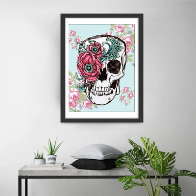 Totenkopf Mohnblumen Rosen Diamond Painting