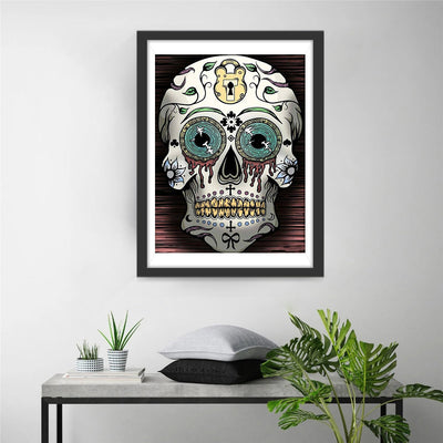 Totenkopf und Schloss Diamond Painting