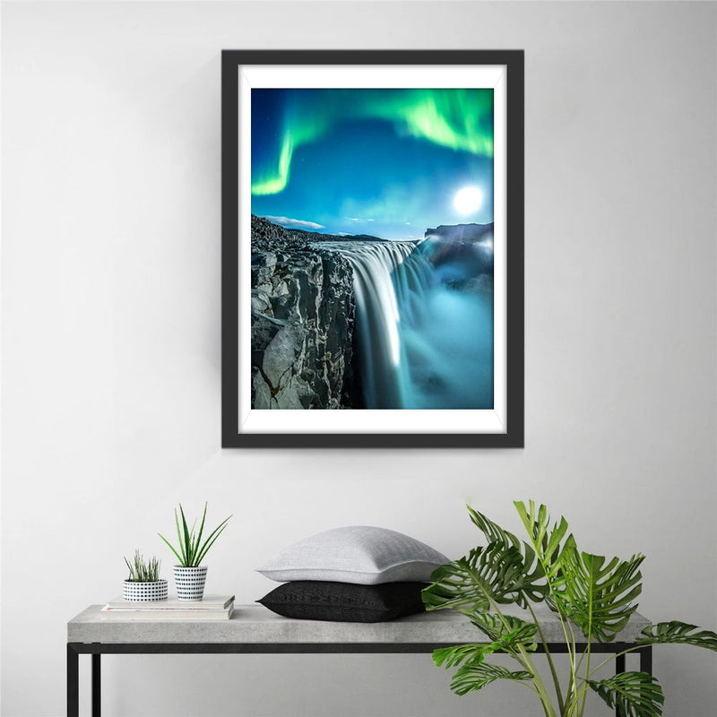 Hochgebirge Wasserfall Polarlicht Diamond Painting