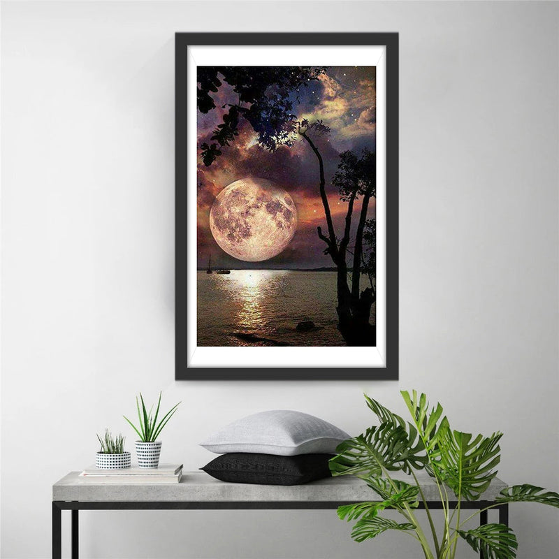 Mond Baum Meer Diamond Painting