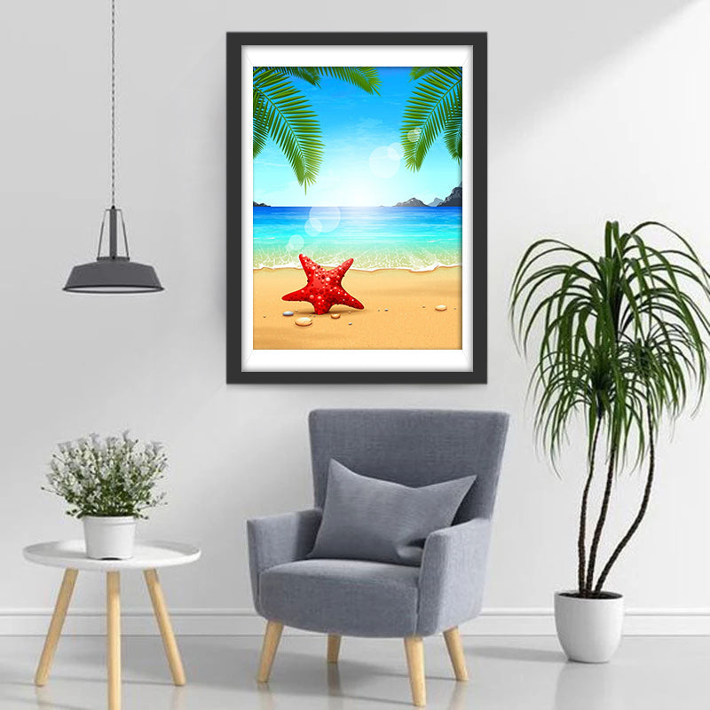 Meer, Sandstrand und Seestern Diamond Painting