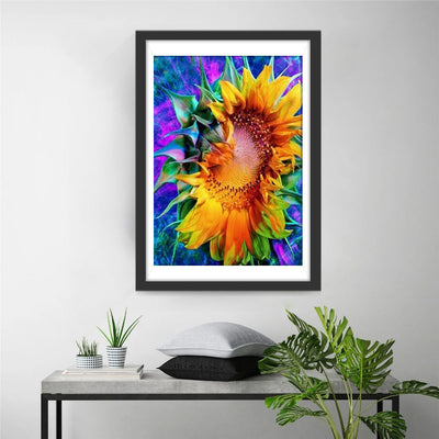 Sonnenblume in lila Fantasiewelt Diamond Painting