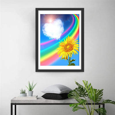 Regenbogen, Herz und Sonnenblume Diamond Painting