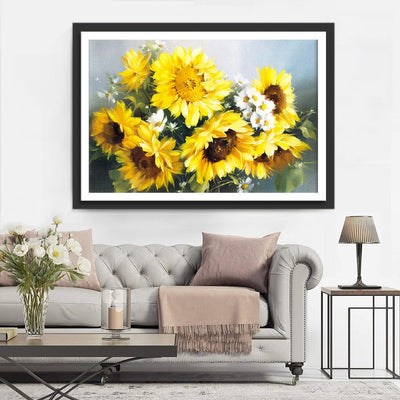 Sonnenblumen und Gänseblümchen Diamond Painting