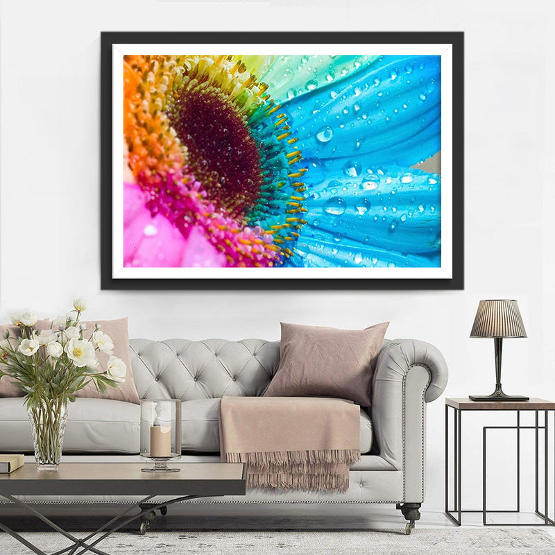 Bunte Sonnenblume mit Tautropfen Diamond Painting