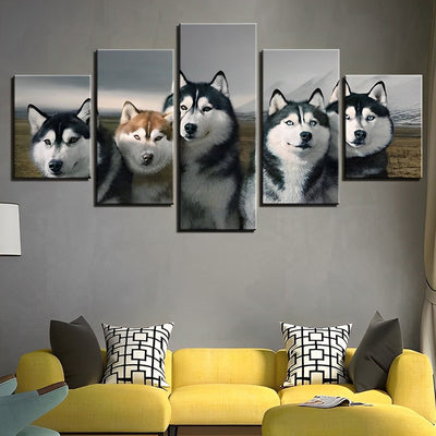 Husky-Familie Diamond Painting 5 teilig