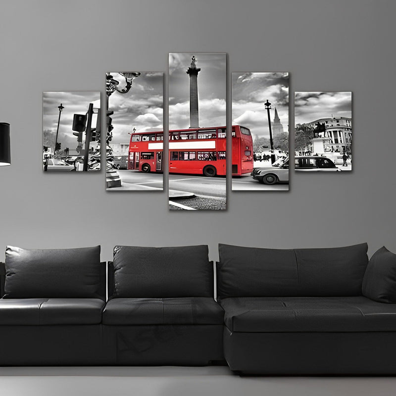 Roter Bus Diamond Painting 5 teilig