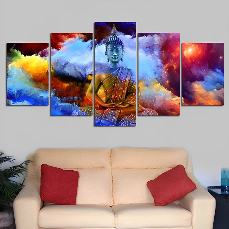 Buddha und bunte Wolken Diamond Painting 5 teilig