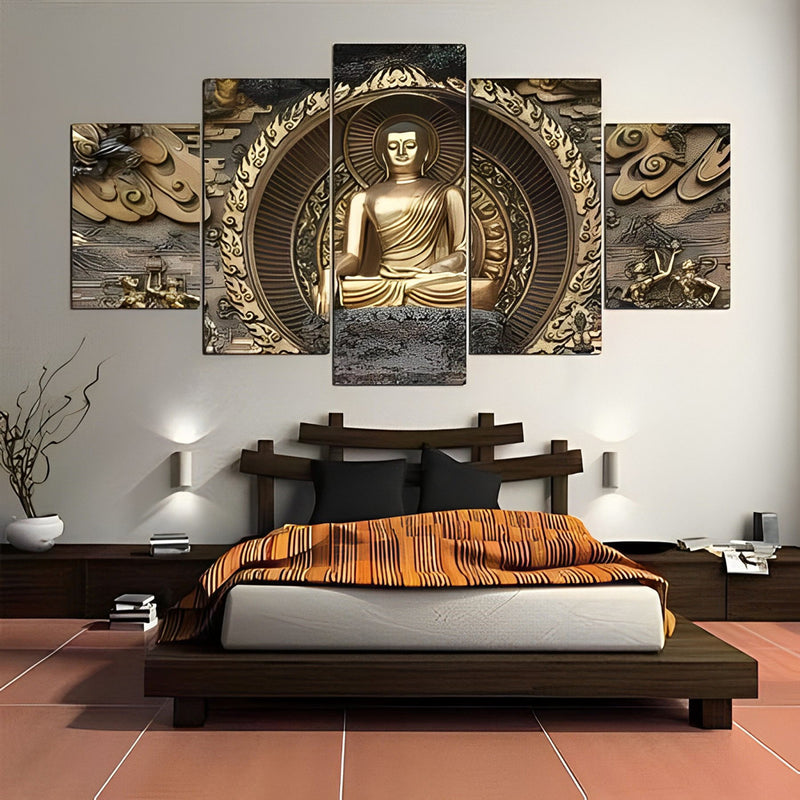 Goldener Buddha Diamond Painting 5 teilig