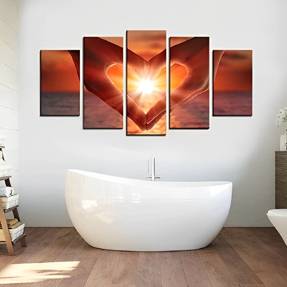 5 teilig Abendsonne und Herz Diamond Painting