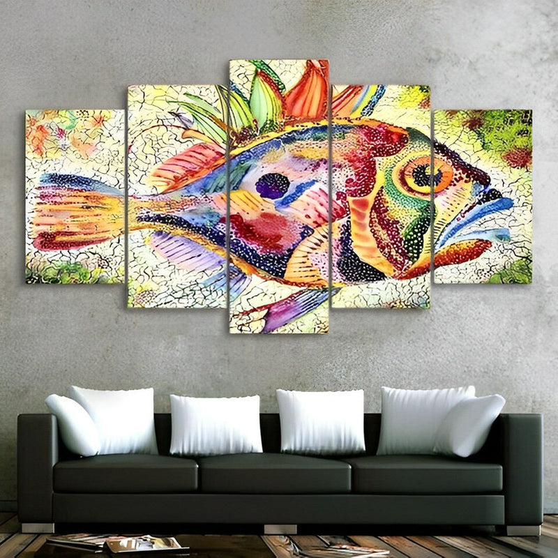 Abstrakter bunter Fisch Diamond Painting 5 teilig